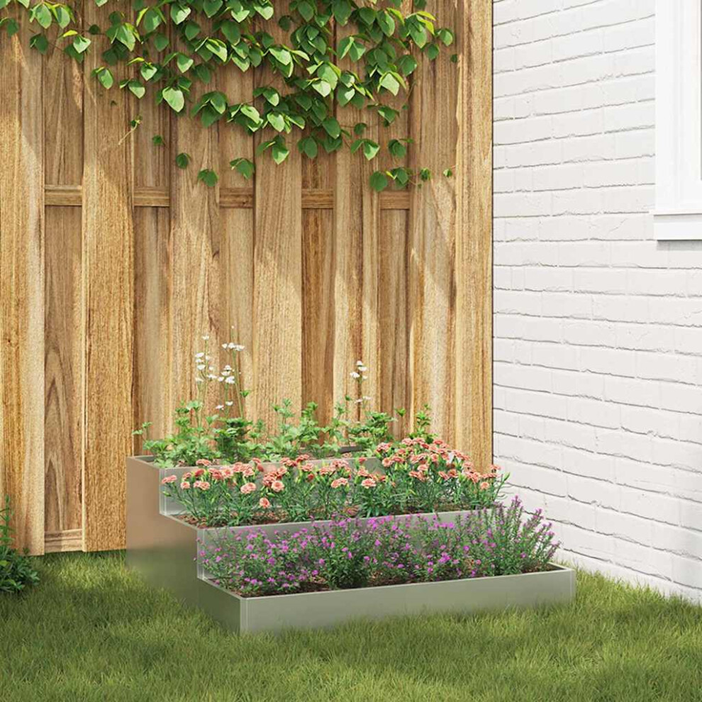 Vidaxl Garden Planter 90 X 90 X 35 Cm Galvanised Steel Silver