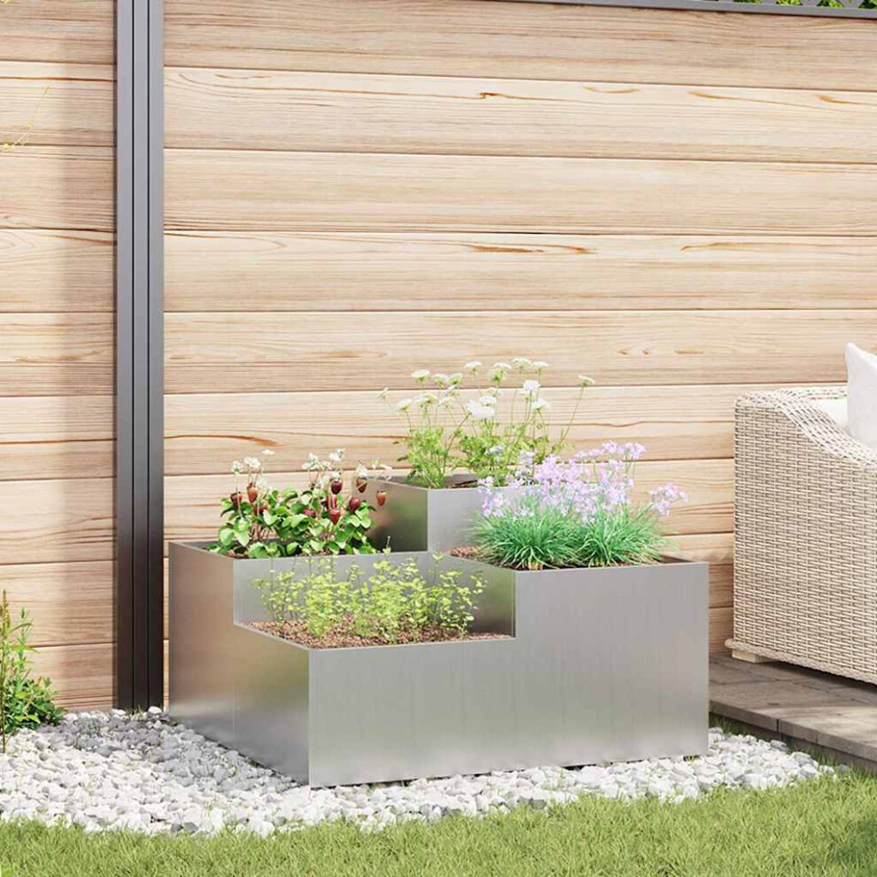 Vidaxl Garden Planter 80 X 80 X 48 Cm Galvanised Steel Silver