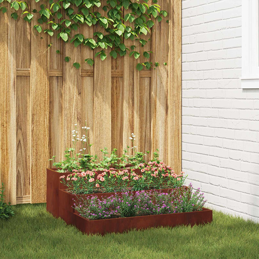 Vidaxl Garden Planter Rusty 90 X 90 X 35 Cm Weathering Steel
