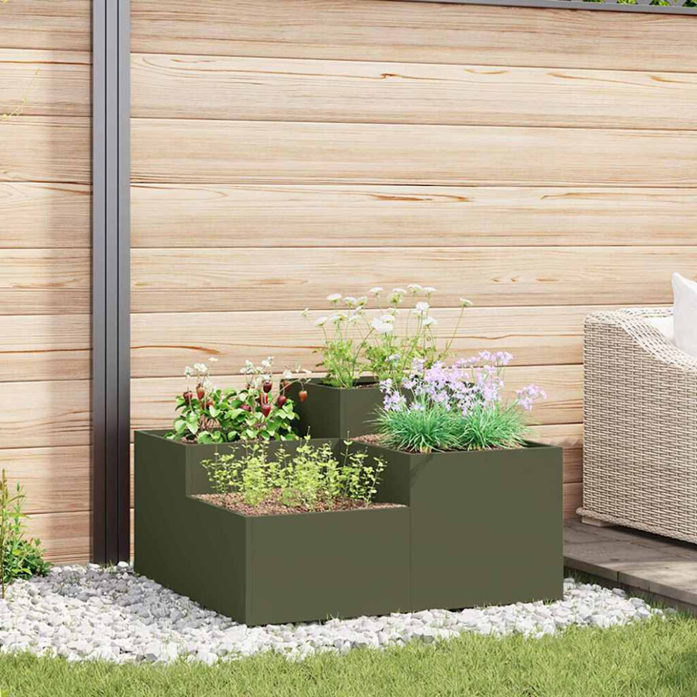 Vidaxl Garden Planter Olive Green 80 X 80 X 48 Cm Steel