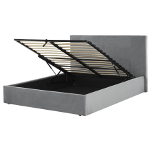 Ottoman Bed Velvet LORIENT 160 x 200 cm (EU King Size) Light Grey