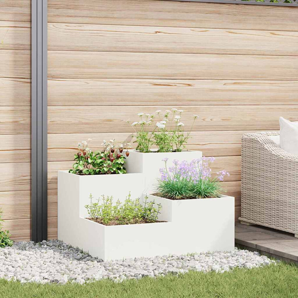 Vidaxl Garden Planter White 80 X 80 X 60 Cm Steel
