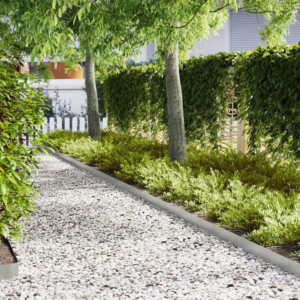 Vidaxl Lawn Edging 50 Pcs Silver 100 X 0.05 X 15 Cm Galvanised Steel