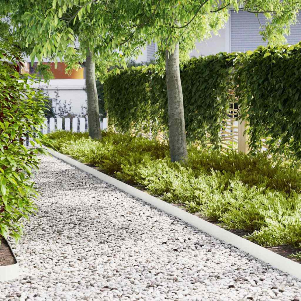 Vidaxl Lawn Edging 10 Pcs White 100 X 0.05 X 15 Cm Cold Rolled Steel