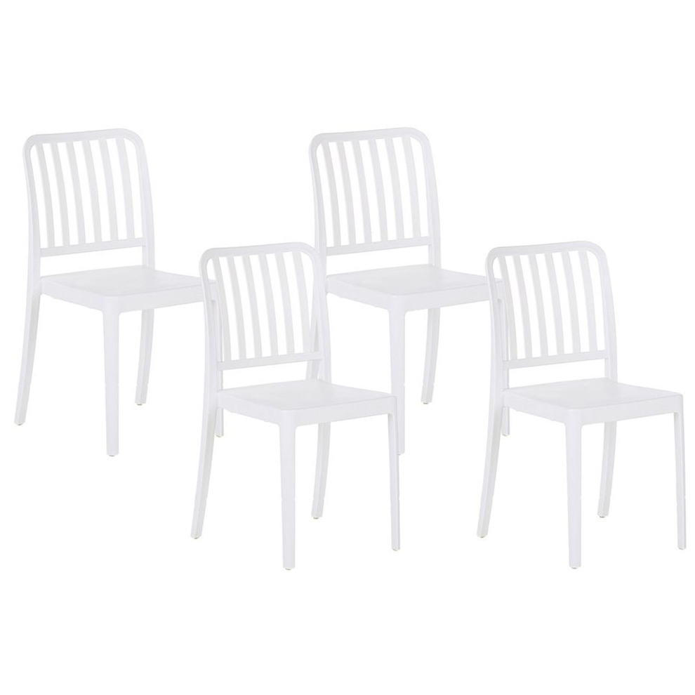 Beliani Set Of 4 Garden Chairs Sersale Synthetic Material White