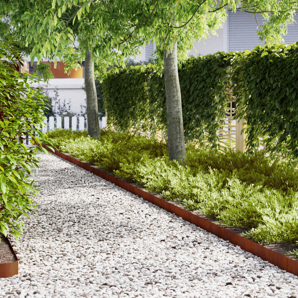 Vidaxl Lawn Edging 30 Pcs Brown 100 X 0.05 X 15 Cm Weathering Steel