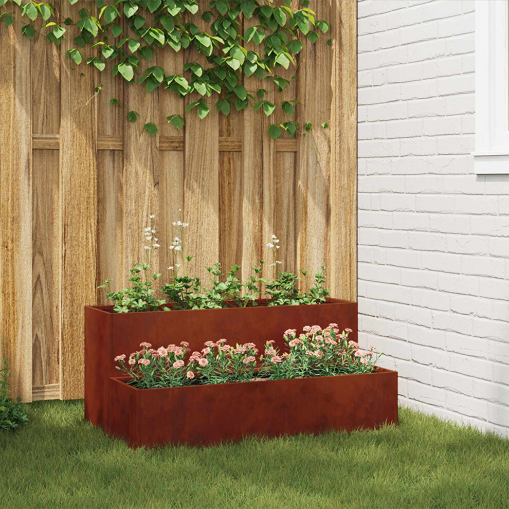 Vidaxl Garden Planter Rusty 100 X 60 X 45 Cm Weathering Steel