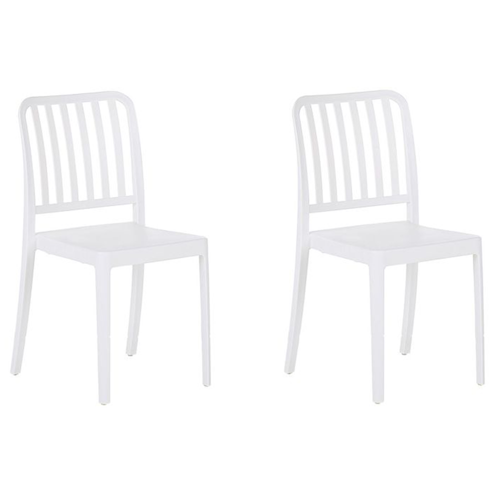 Beliani Set Of 2 Garden Chairs Sersale Synthetic Material White