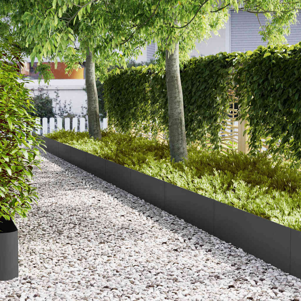 Vidaxl Lawn Edging 20 Pcs Black 100 X 0.05 X 30 Cm Cold Rolled Steel