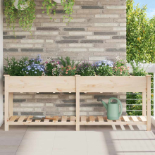 vidaXL Garden Planter Beige 203.5 x 53 x 76.5 cm Solid Fir Wood