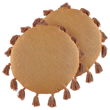 Set of 2 Decorative Cushions MADIA Cotton 45 x 45 cm Orange Solid