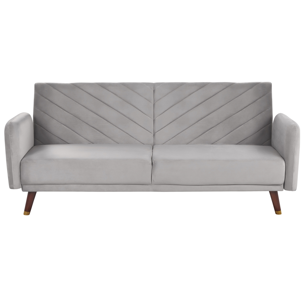 Beliani Sofa Bed 3 Seater Senja Velvet Light Grey