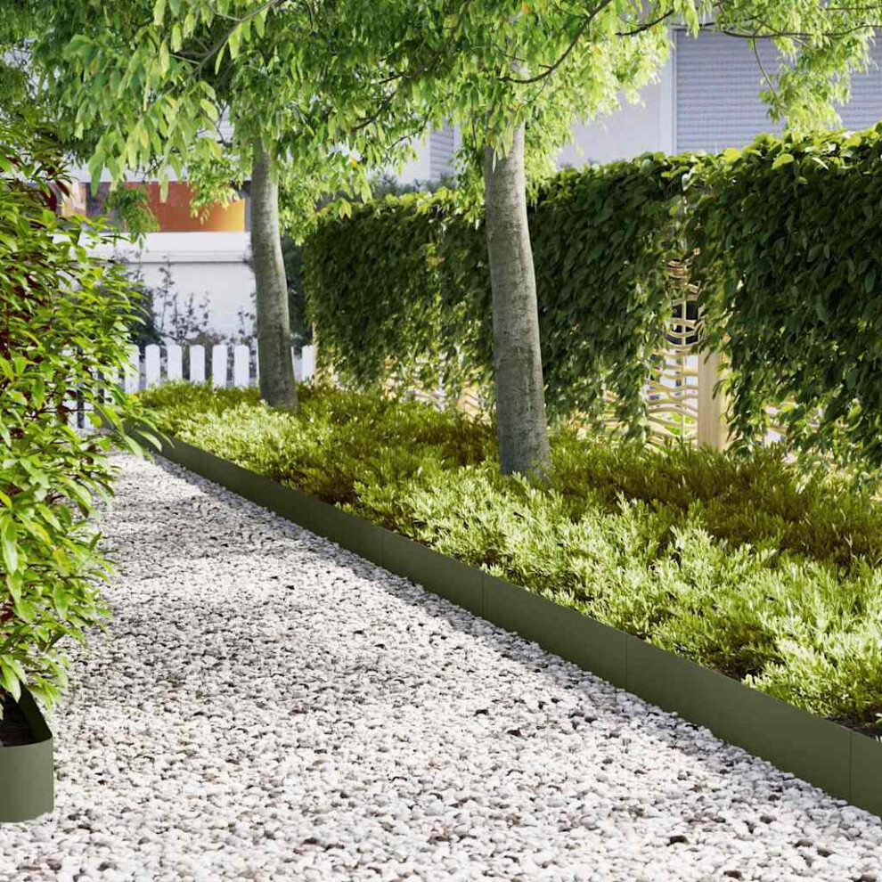 Vidaxl Lawn Edging 20 Pcs Olive Green 100 X 0.05 X 20 Cm