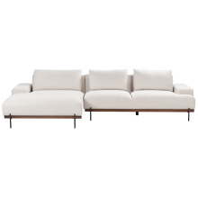 Corner Sofa 4 Seater MARIFERD Fabric Light Beige Right Hand