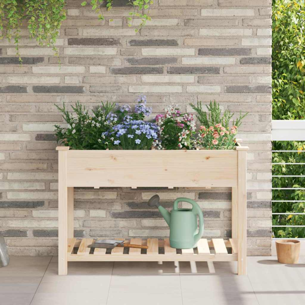 Vidaxl Garden Planter Beige 115 X 59 X 76.5 Cm Solid Fir Wood