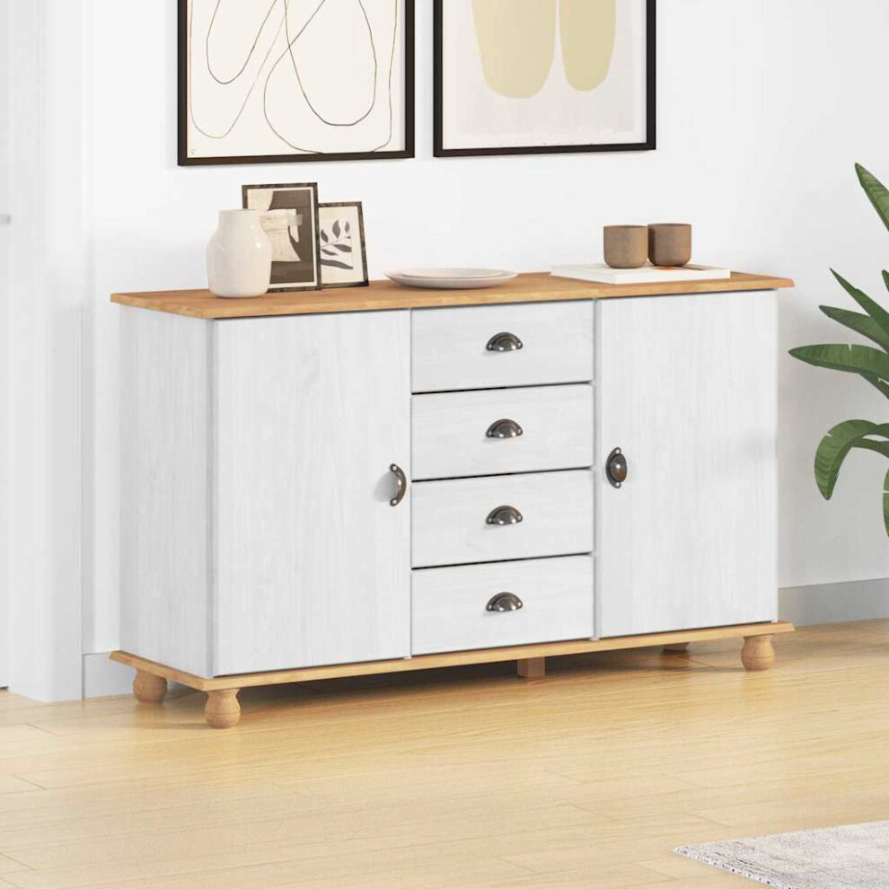 Vidaxl Sideboard With Drawer Askim 133.5 X 40 X 79 Cm Solid Pine Wood