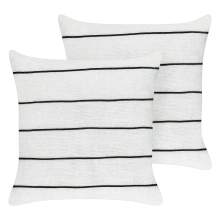 Set of 2 Decorative Cushions MILAS Linen 50 x 50 cm Black/ White Striped