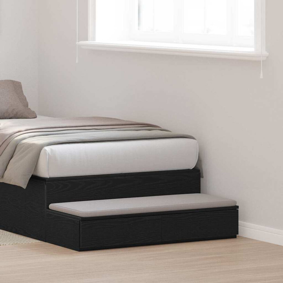 Vidaxl Bed Drawers Oak 90 X 36.5 X 16.5 Cm Engineered Wood Black