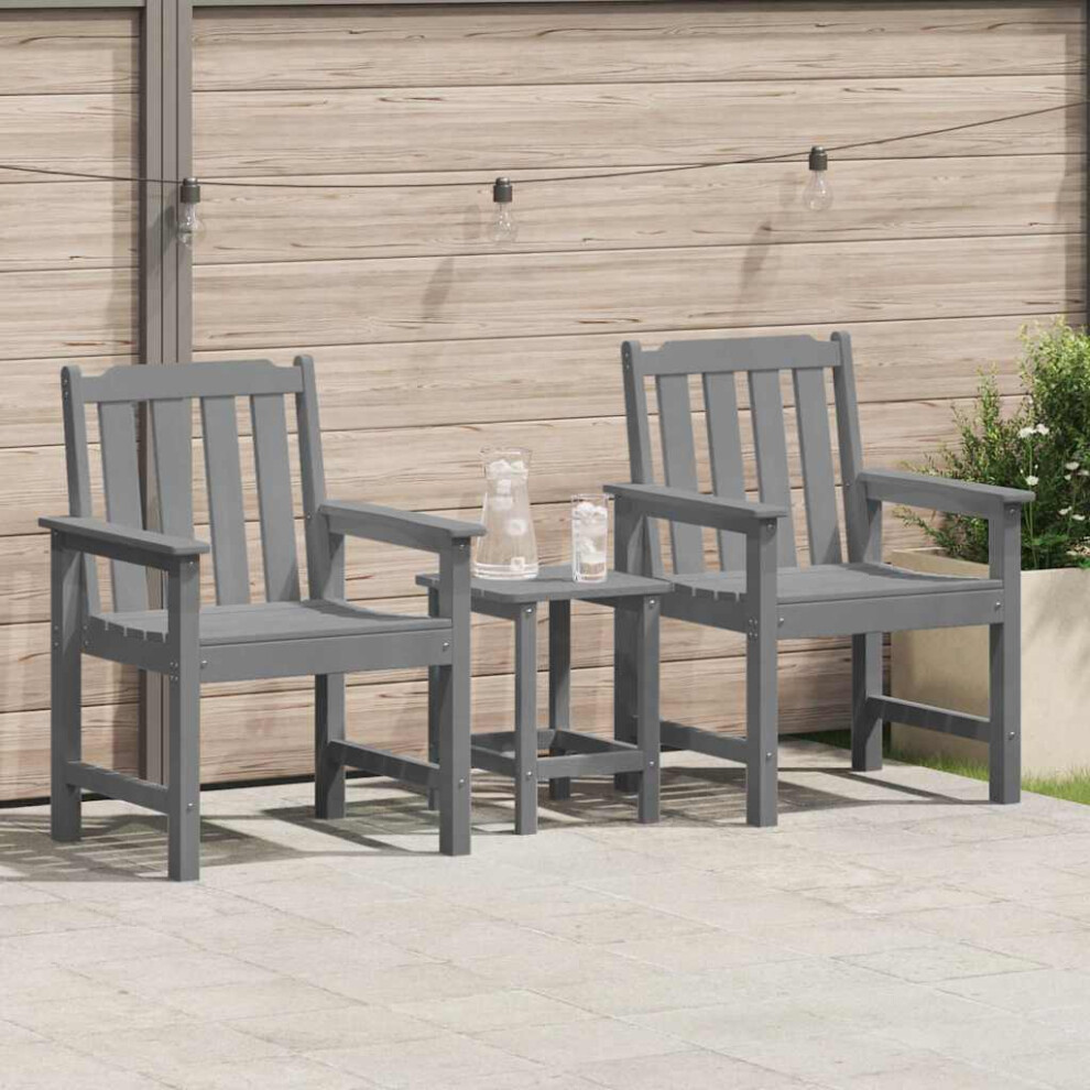 Vidaxl Garden Dining Chair 2 Pcs Light Grey 65.5 X 59 X 88 Cm Hdpe