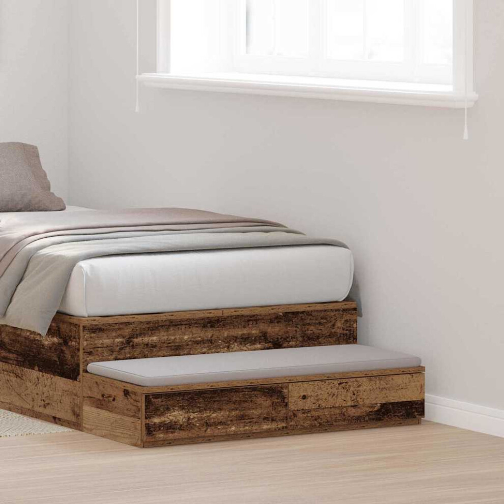 Vidaxl Bed Drawers Old Wood 100 X 36.5 X 16.5 Cm Engineered Wood