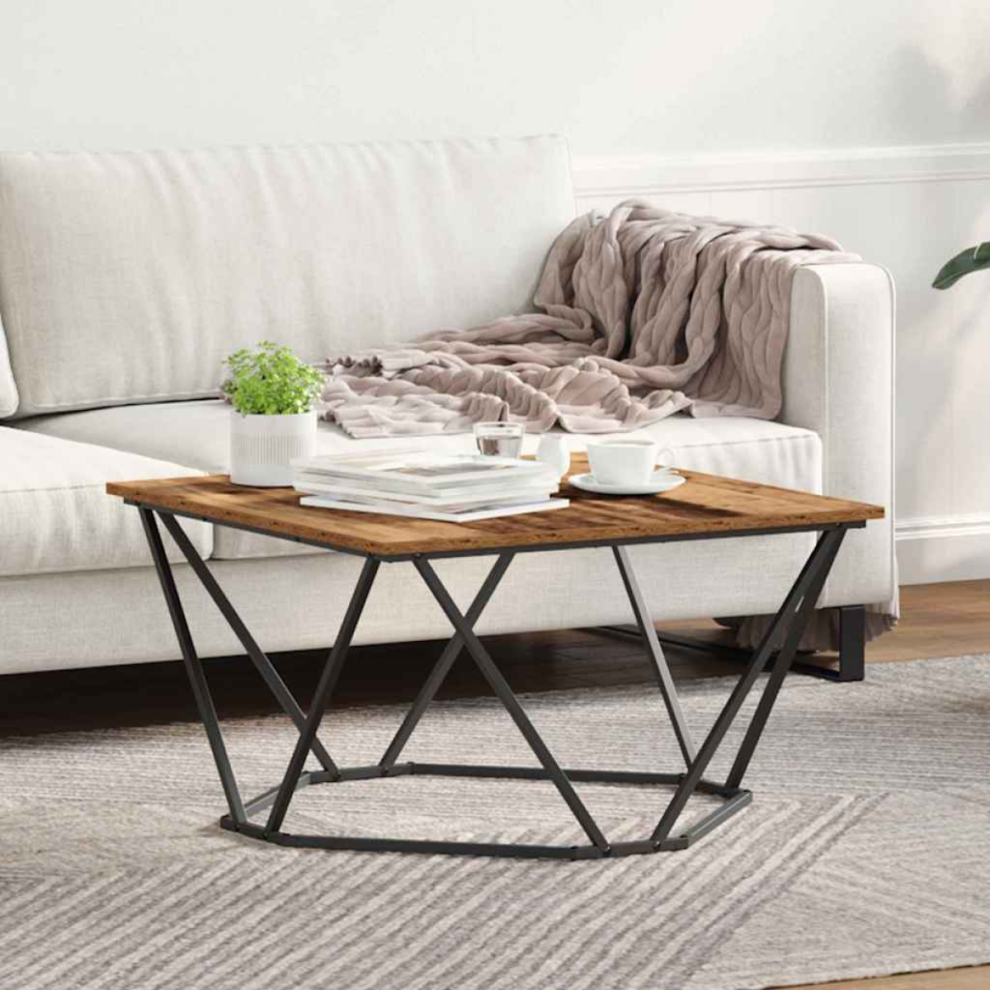 Vidaxl Coffee Table Old Wood 80 X 80 X 45 Cm Engineered Wood And Steel Brown