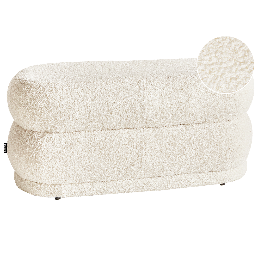 Beliani Upholstered Bench Ellendale Boucle Off- White