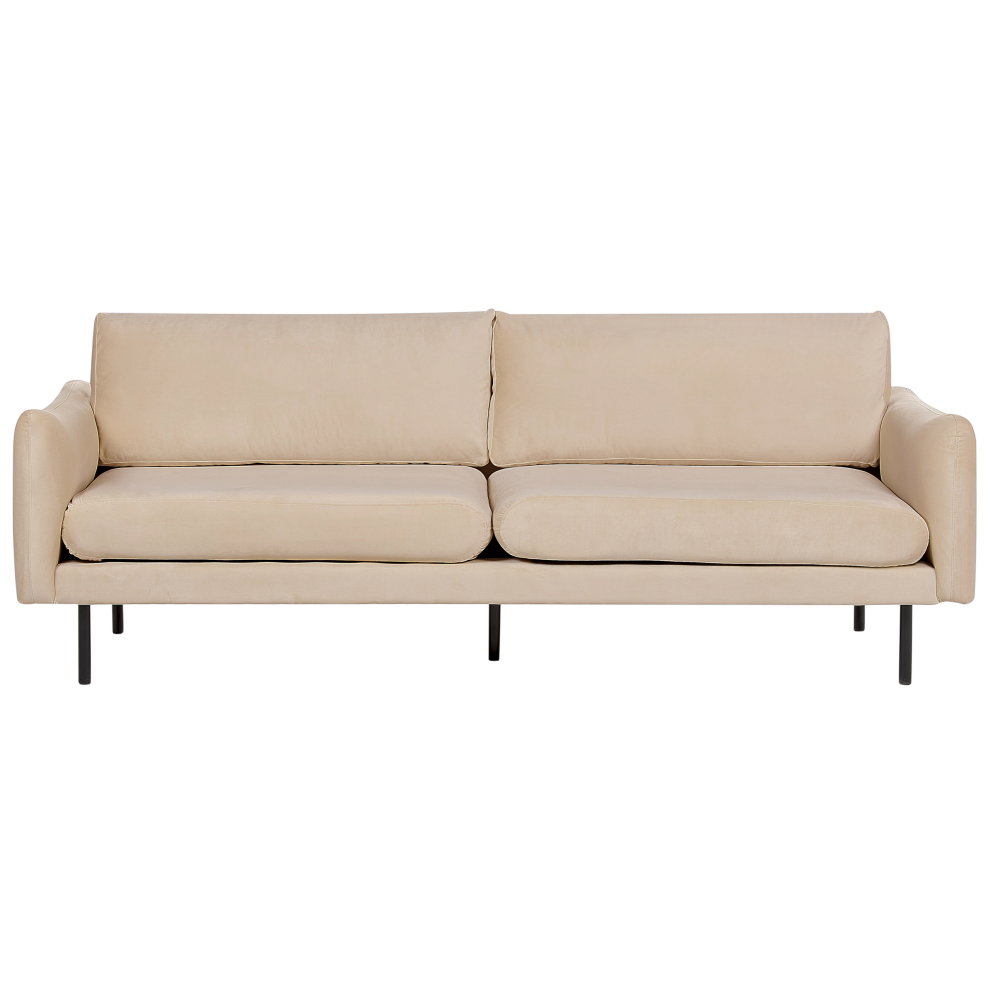 Beliani Sofa 3 Seater Vinterbro Velvet Beige Cream