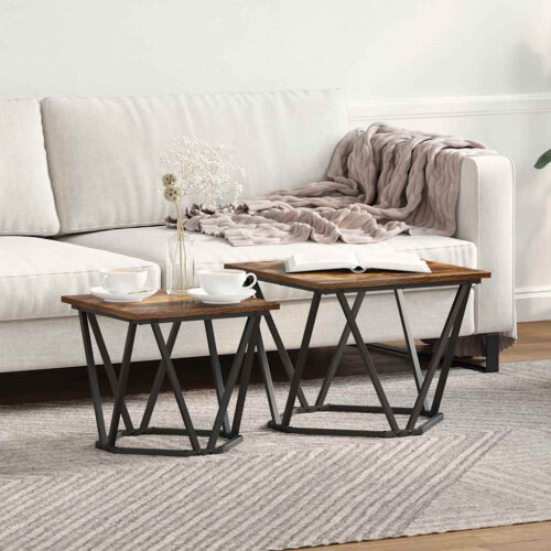 VidaXL vidaXL Side Table Set 2 pcs Smoked Oak Engineered Wood and Steel