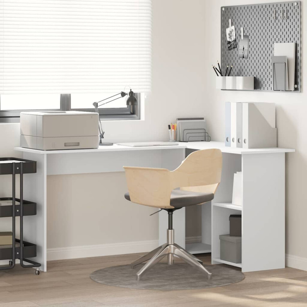 Vidaxl Desk With Shelf 142 X 102 X 73 Cm Engineered Wood White