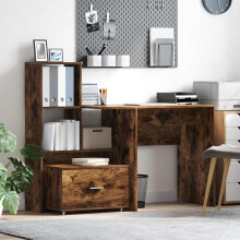 vidaXL Drawer Cabinet with Wheel Smoked Oak 55 x 45 x 31 cm