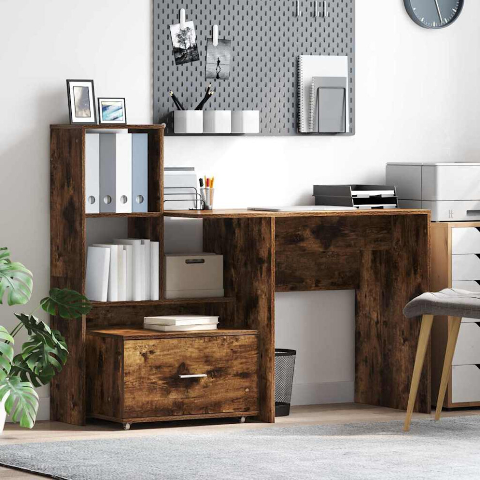 Vidaxl Drawer Cabinet With Wheel Smoked Oak 55 X 45 X 31 Cm
