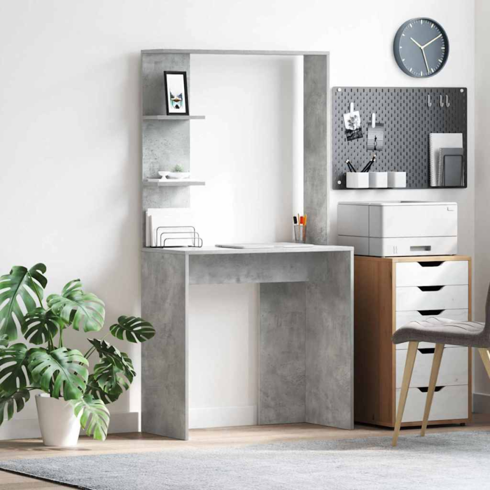 Vidaxl Desk Concrete 78.5 X 37 X 154.5 Cm Engineered Wood Grey