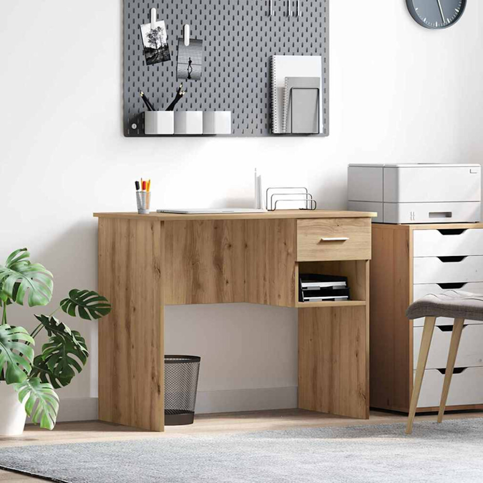 Vidaxl Desk With Drawer Artisan Oak 90 X 49 X 75 Cm Engineered Wood