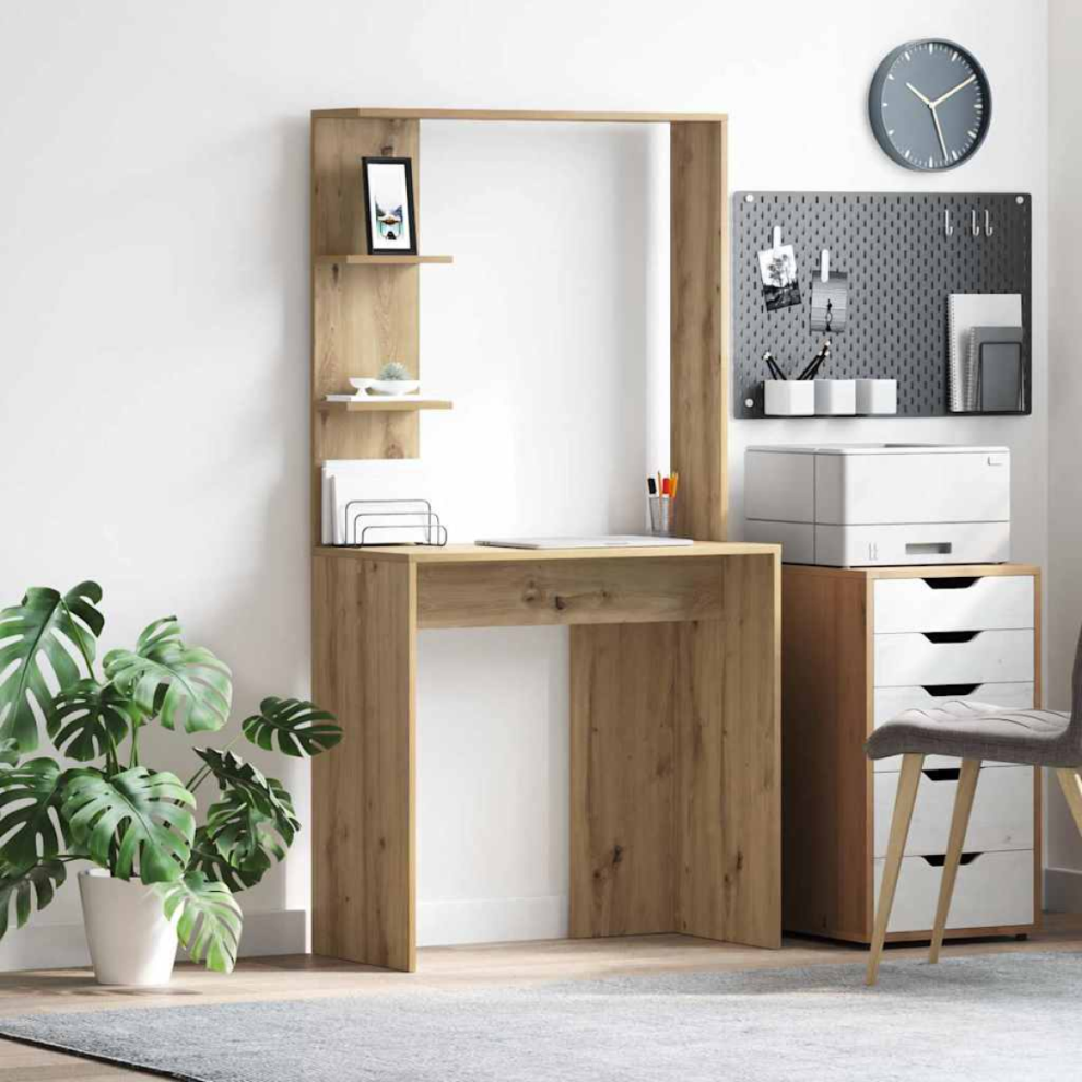 Vidaxl Desk Artisan Oak 78.5 X 37 X 154.5 Cm Engineered Wood