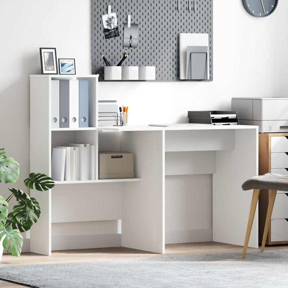 Vidaxl Desk With Shelf 131.5 X 50 X 106.5 Cm Engineered Wood White