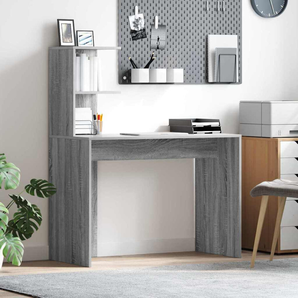 Vidaxl Desk With Shelf Sonoma 102 X 50 X 124 Cm Engineered Wood Grey