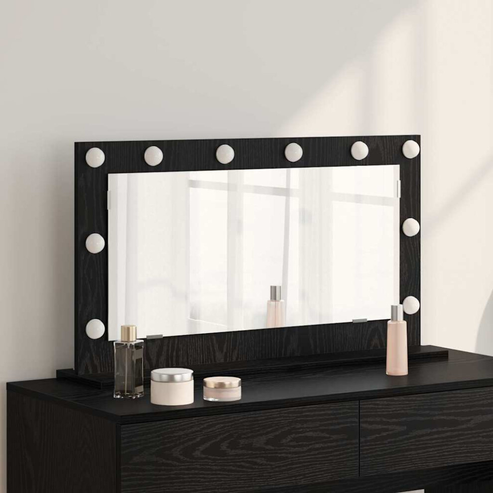 Vidaxl Vanity Mirror Rectangular With Mirror Oak 80 X 45 X 18 Cm Black