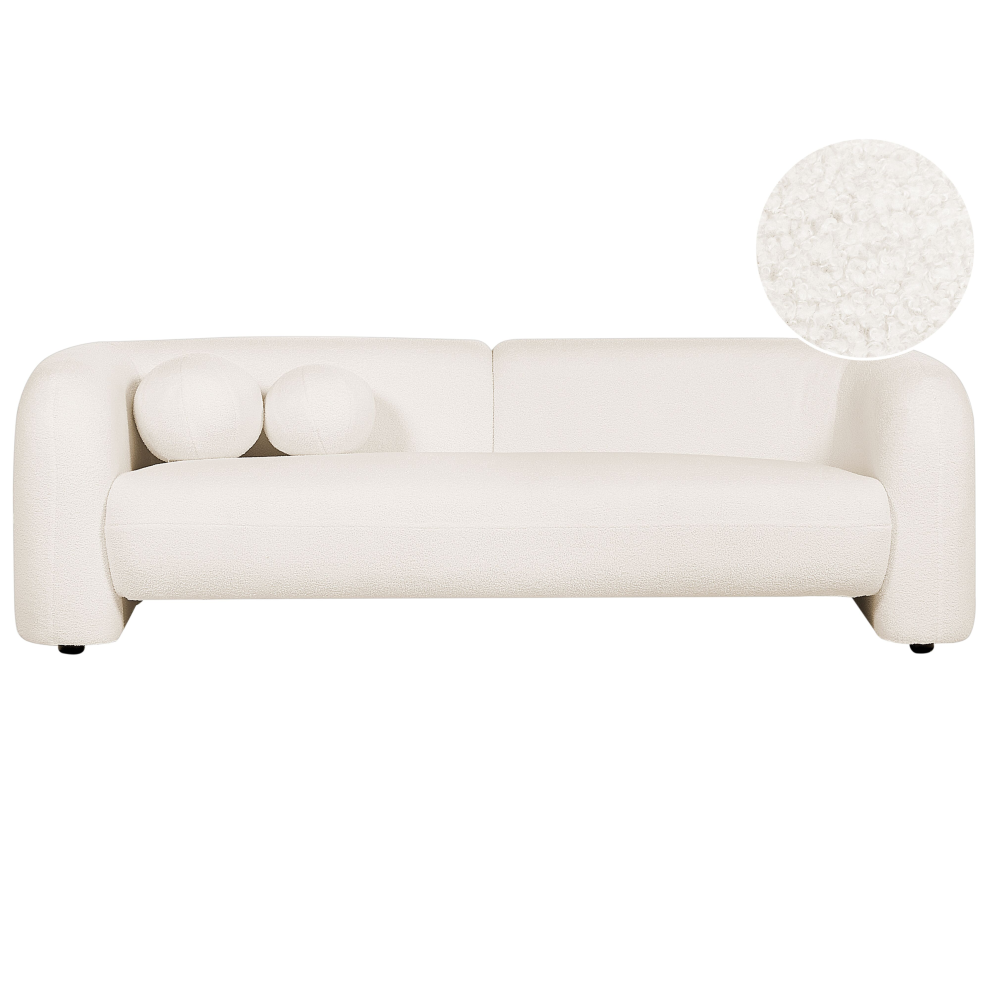 Beliani Sofa 3 Seater Leiren Boucle White