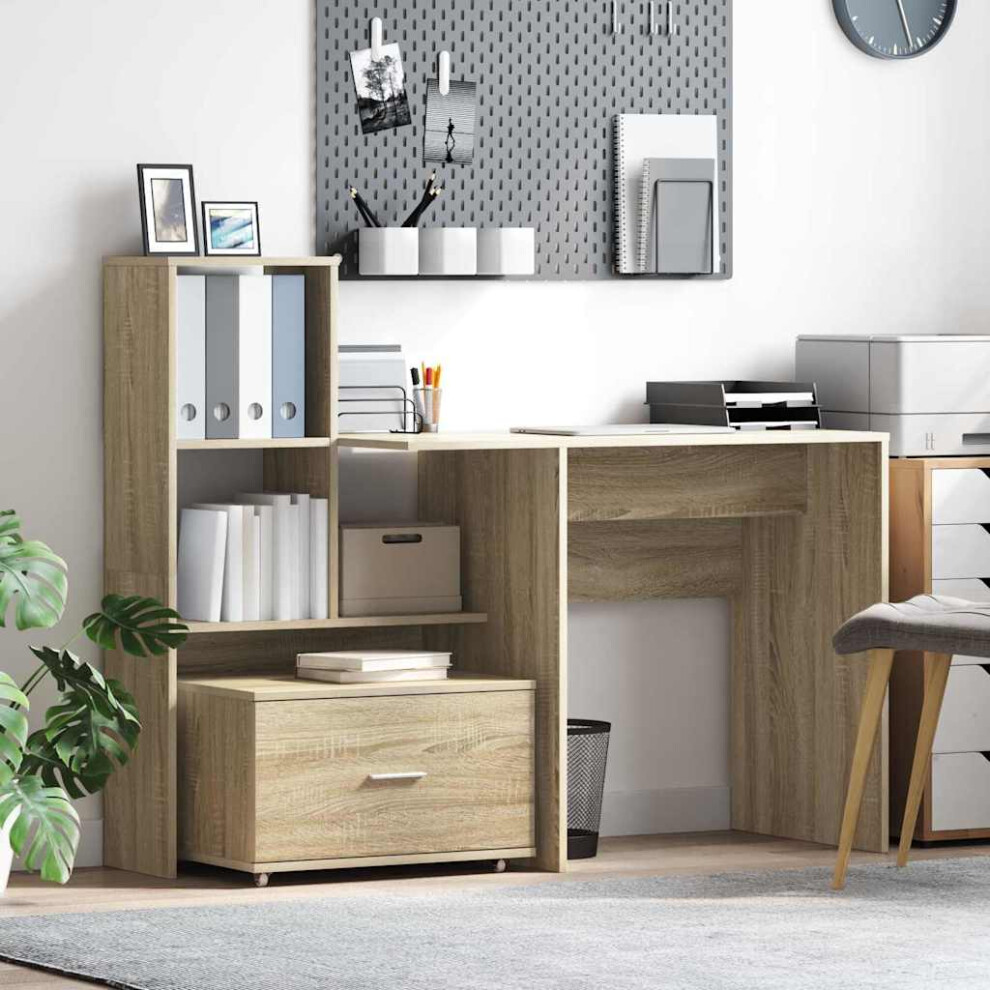 Vidaxl Drawer Cabinet With Wheel Sonoma Oak 55 X 45 X 31 Cm