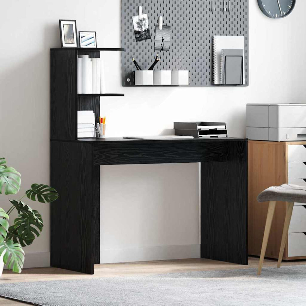 Vidaxl Desk With Shelf Oak 102 X 50 X 124 Cm Engineered Wood Black