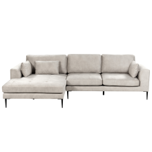 Corner Sofa 3 Seater FLAM Velvet Grey Right Hand