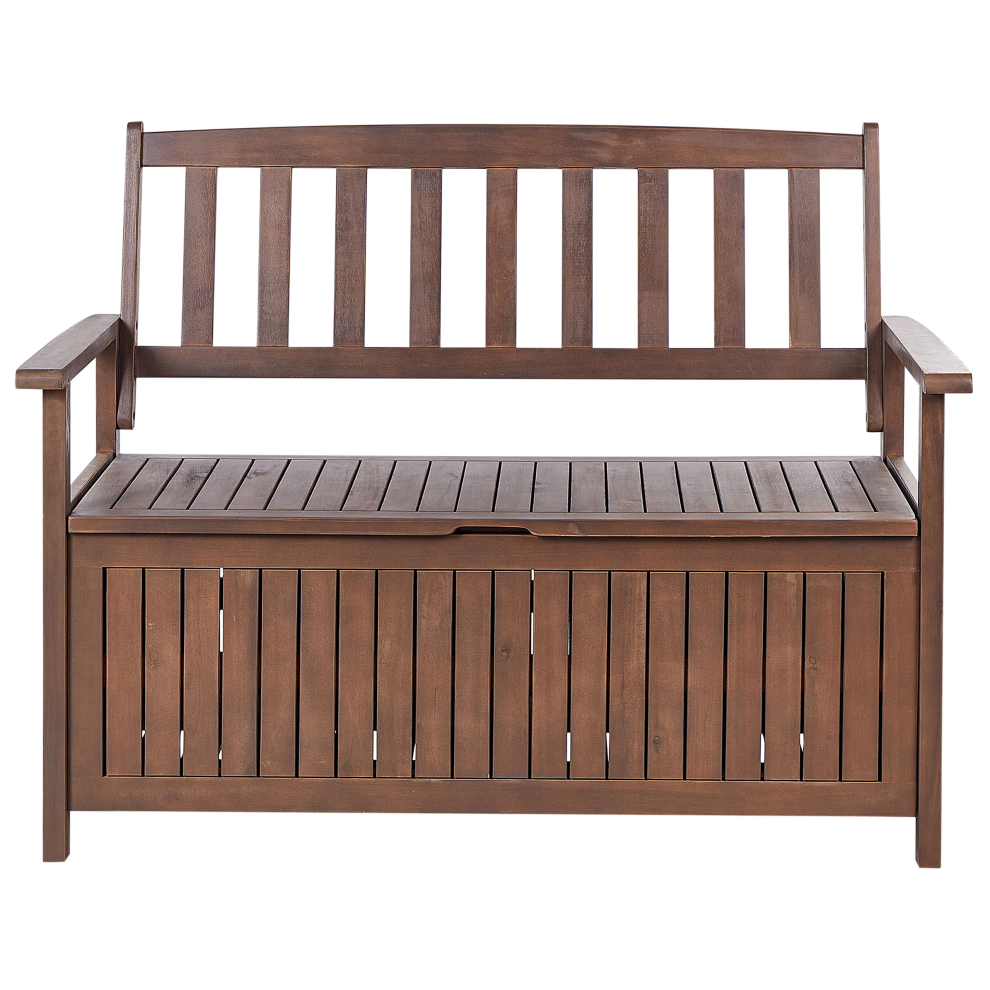 Beliani Garden Bench Sovana 120 Cm With Storage Acacia Wood Dark Brown