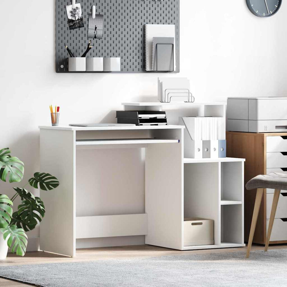 Vidaxl Desk With Drawer 120.5 X 44 X 88.5 Cm Engineered Wood White