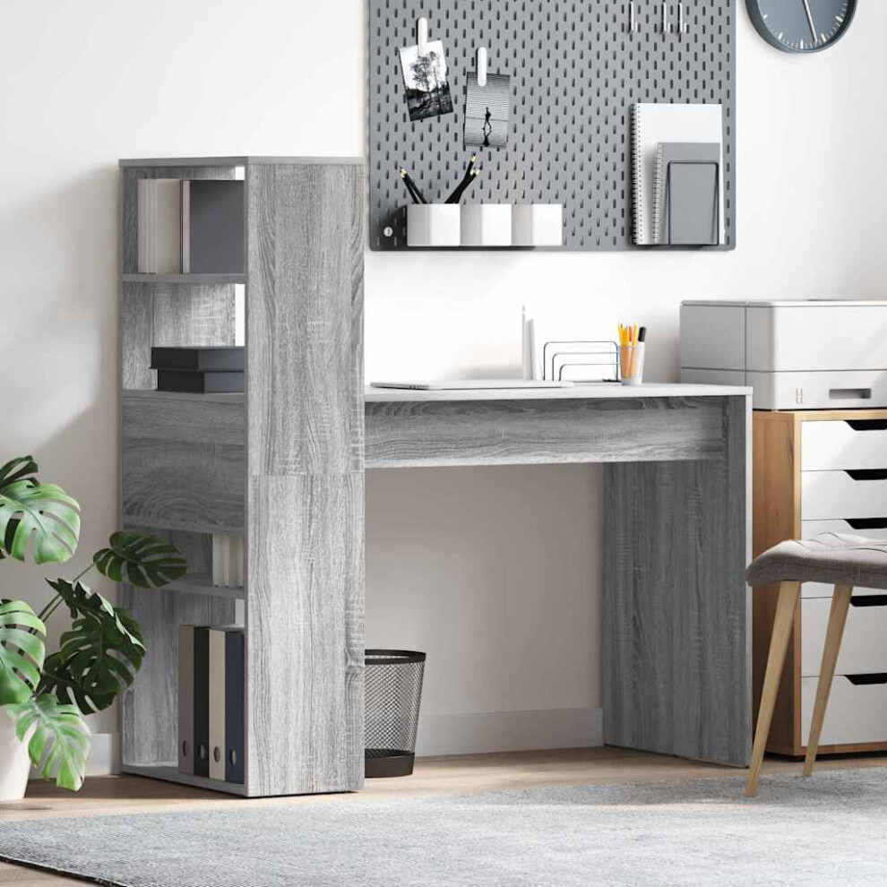 Vidaxl Desk Grey Sonoma Engineered Wood 113 X 54 X 120 Cm, Grey - Image 2