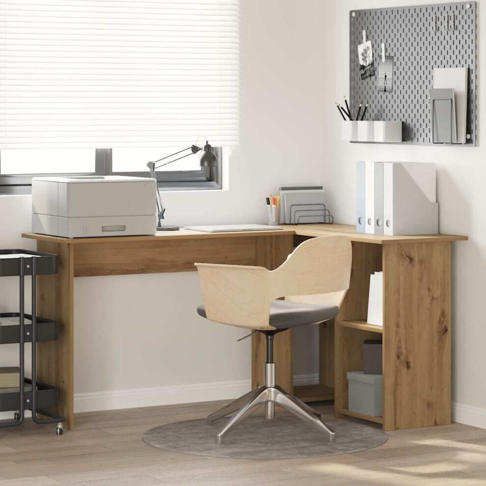 Vidaxl Desk With Shelf Artisan Oak 142 X 102 X 73 Cm Engineered Wood