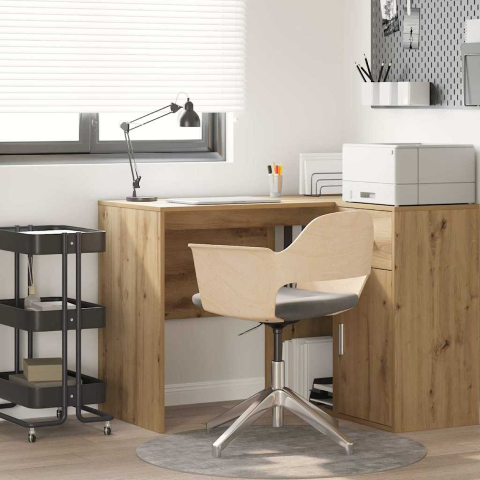 Vidaxl Desk With Shelf Artisan Oak 102 X 50 X 75 Cm Engineered Wood