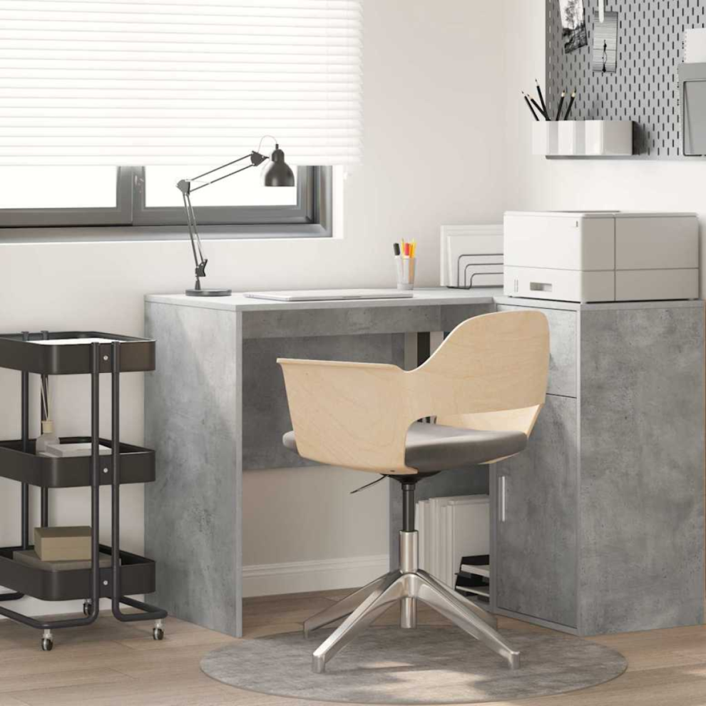 Vidaxl Desk With Shelf Concrete 102 X 50 X 75 Cm Engineered Wood Grey