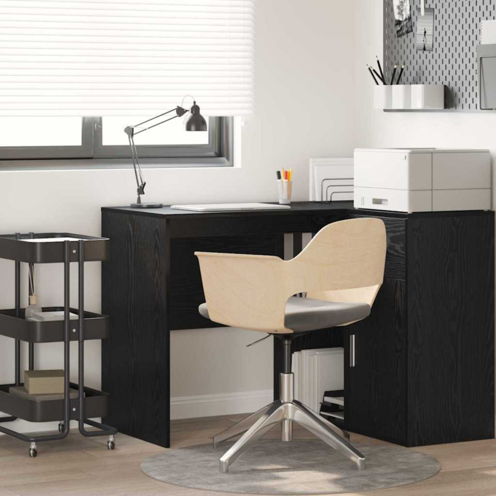 Vidaxl Desk With Shelf Oak 102 X 50 X 75 Cm Engineered Wood Black
