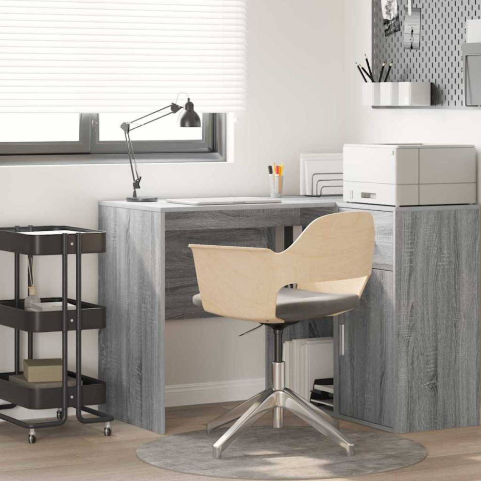 Vidaxl Desk With Shelf Sonoma 102 X 50 X 75 Cm Engineered Wood Grey