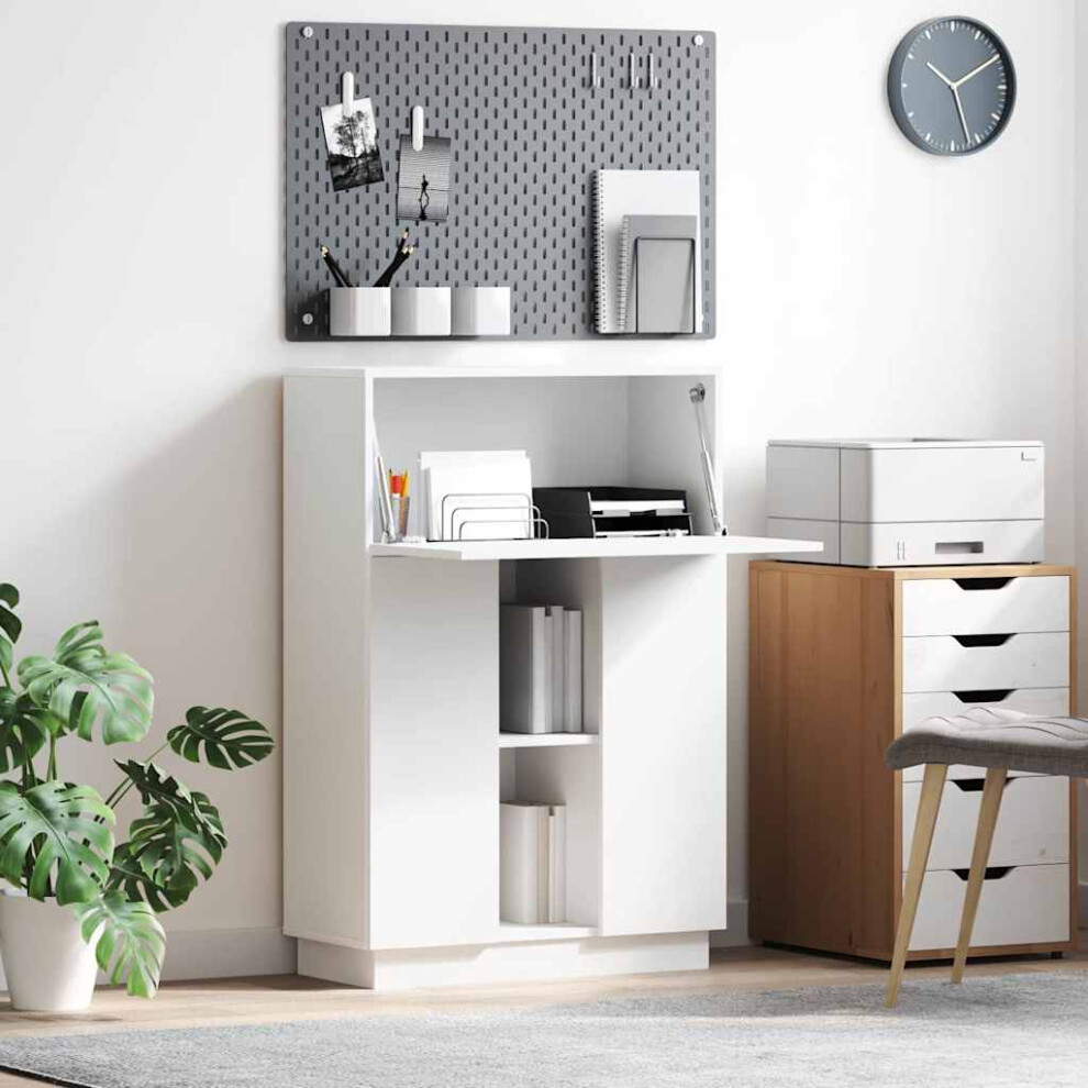 Vidaxl Desk With Shelf 71.5 X 31.5 X 106.5 Cm Engineered Wood White